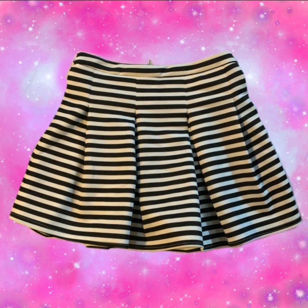 Egirl Striped Black & White Flared Skirt